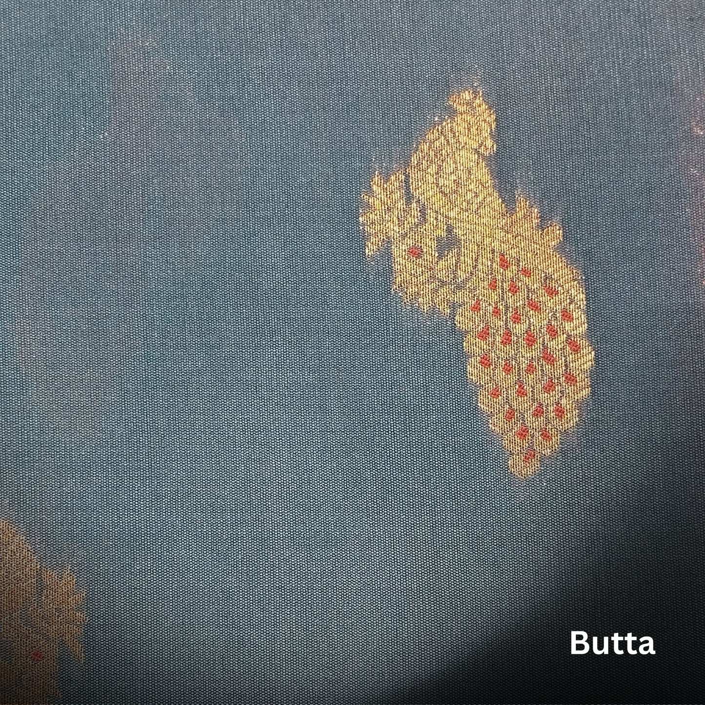Plain Police Blue Korva Silk with Meena Butta